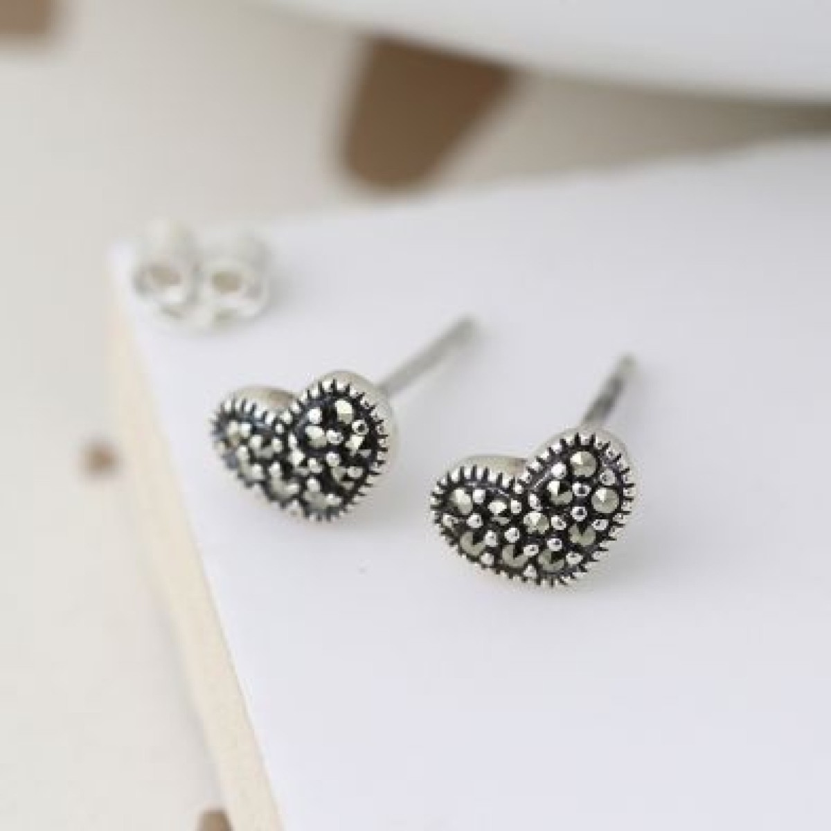 marcasite heart earrings