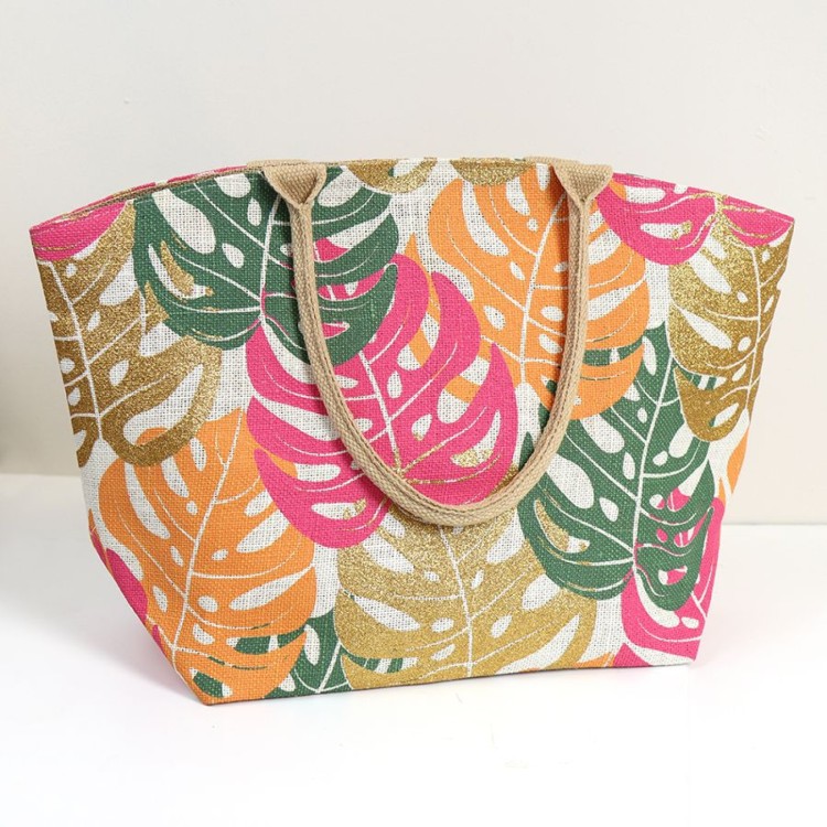 Gold and pink mix monstera leaf bag