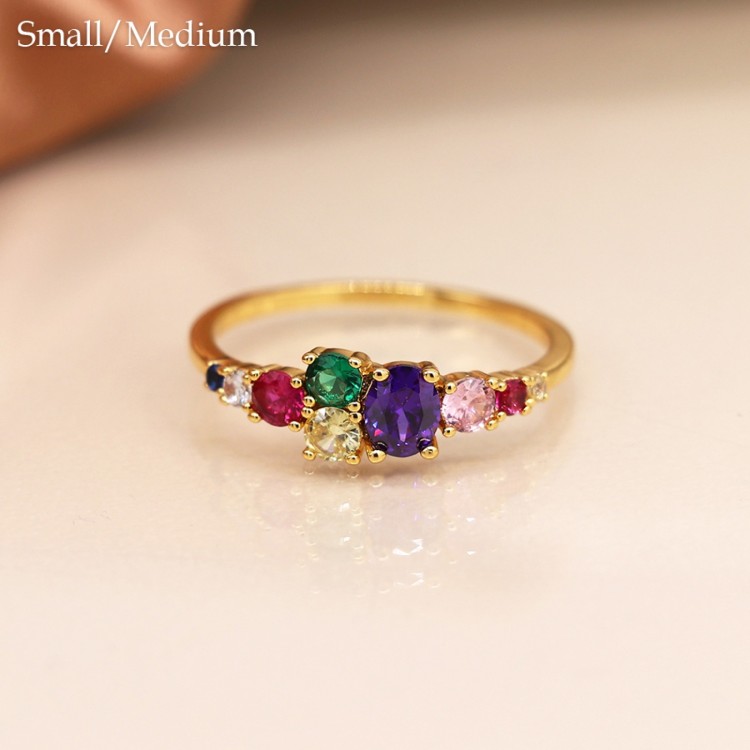 Golden multi colour crystal ring 