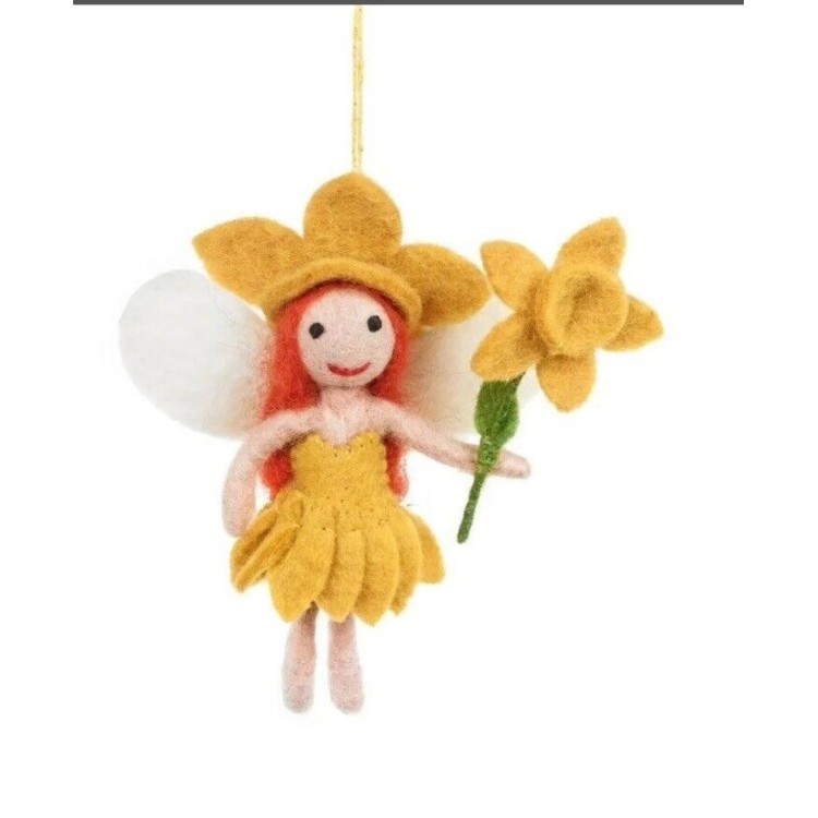 Handmade Felt Daffodil Fairy Spring Hanging Decoration