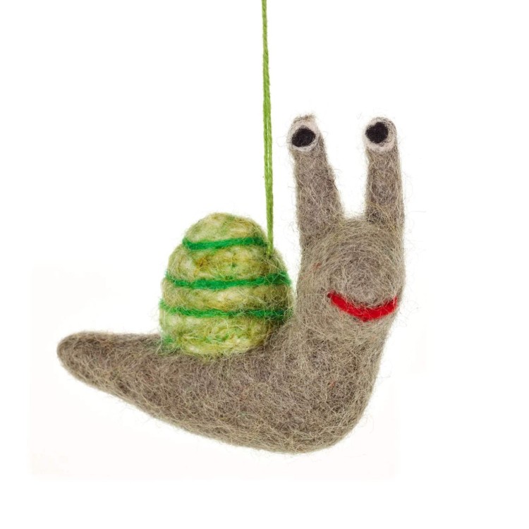 Handmade Hanging Shelby the Snail Biodegradable Felt Decoration