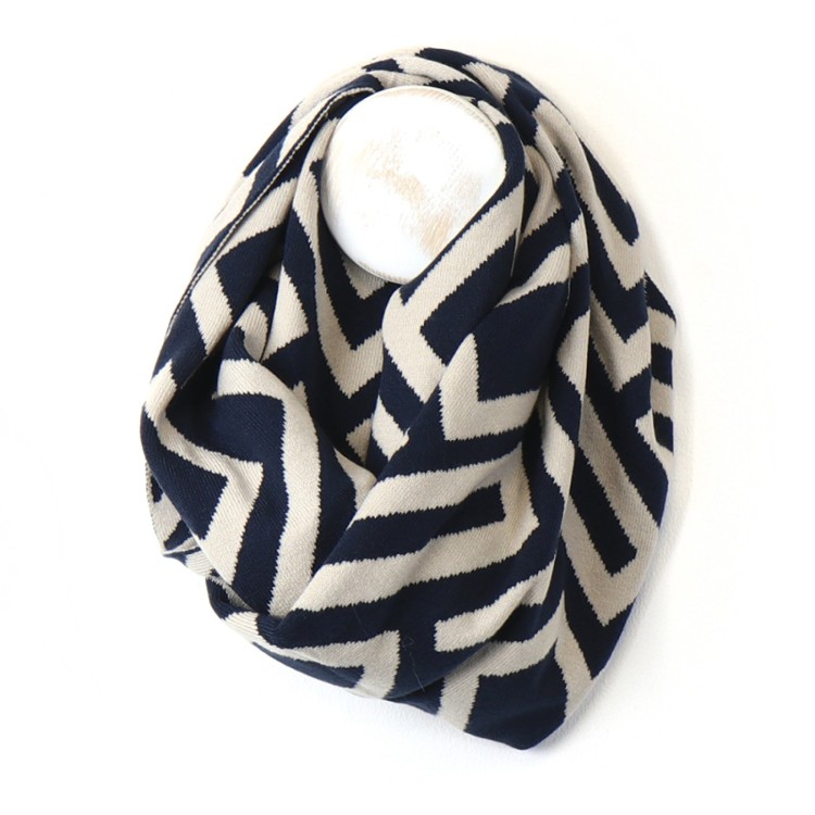 Navy mix geometric recycled snood