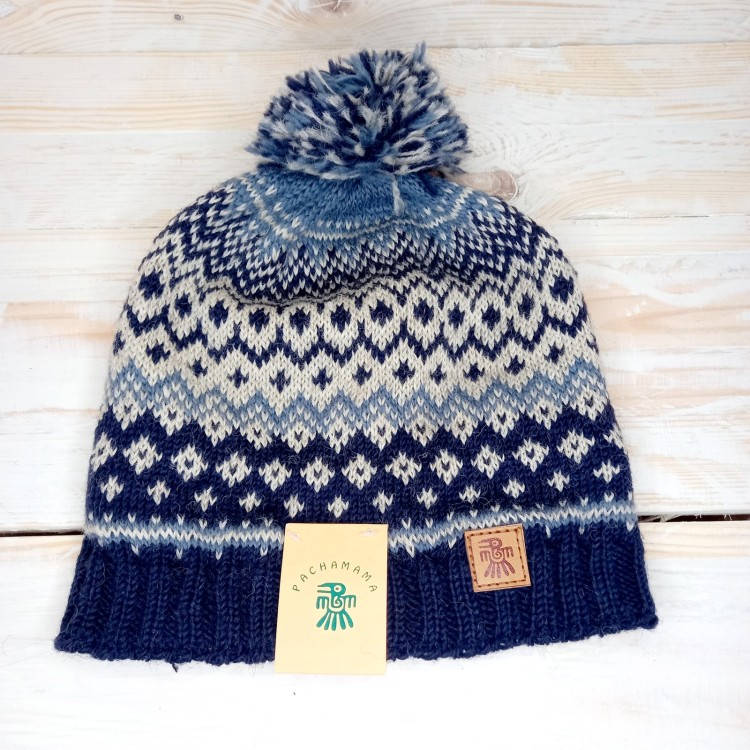 Pachamama Nordic Bobble Beanie Blue