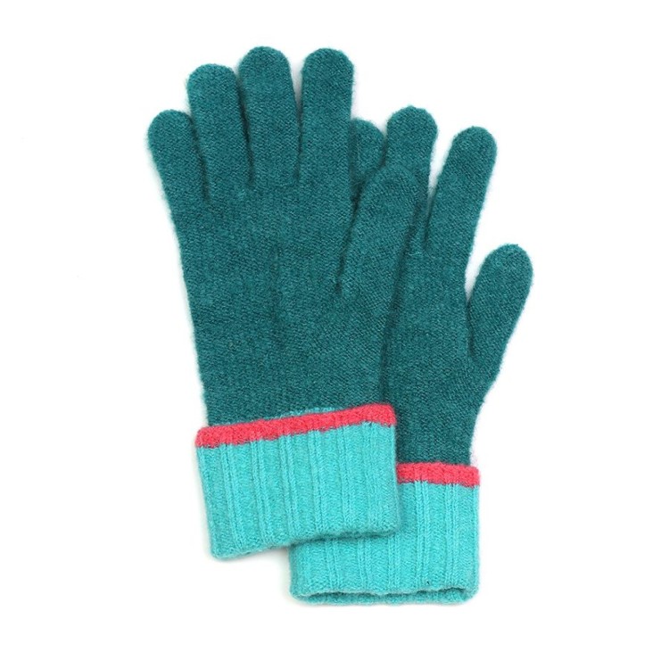 Pom Recycled Mixed Colour Contrast Wrist Gloves