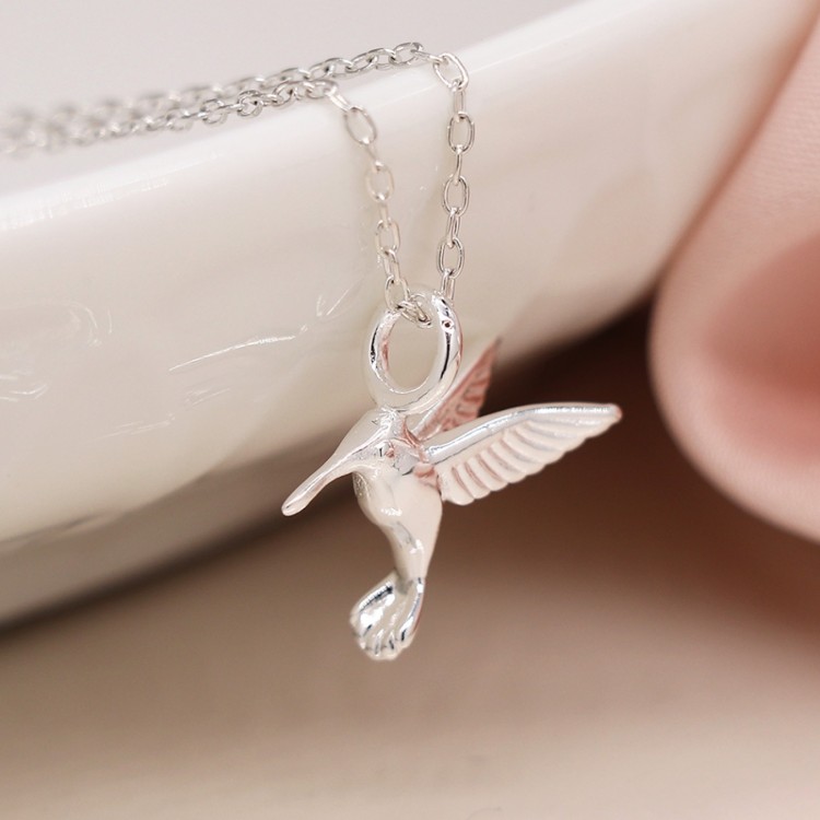 POM Sterling silver hummingbird necklace