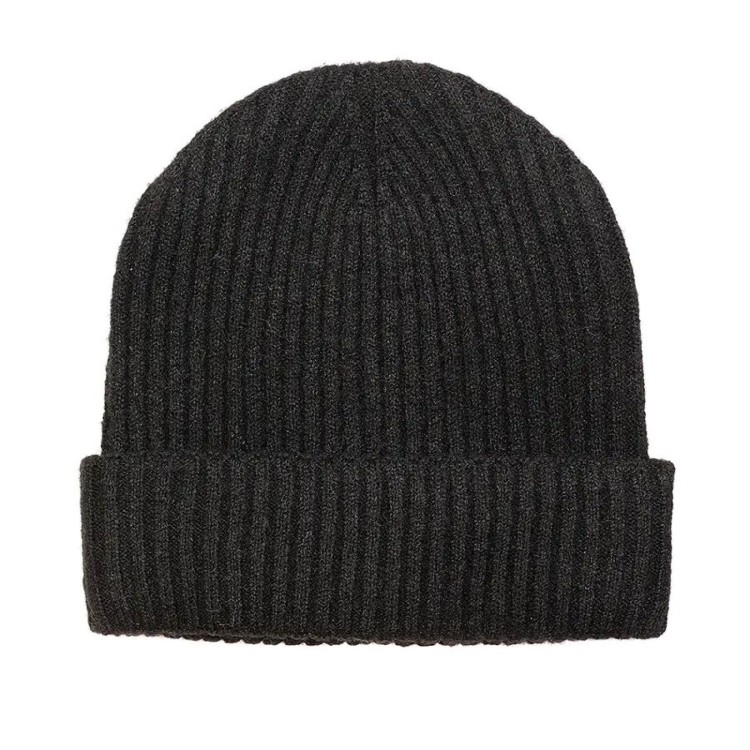 Recycled blend black ribbed men's beanie