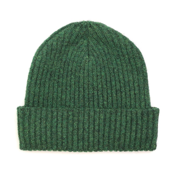 Recycled blend Green ribbed men's beanie