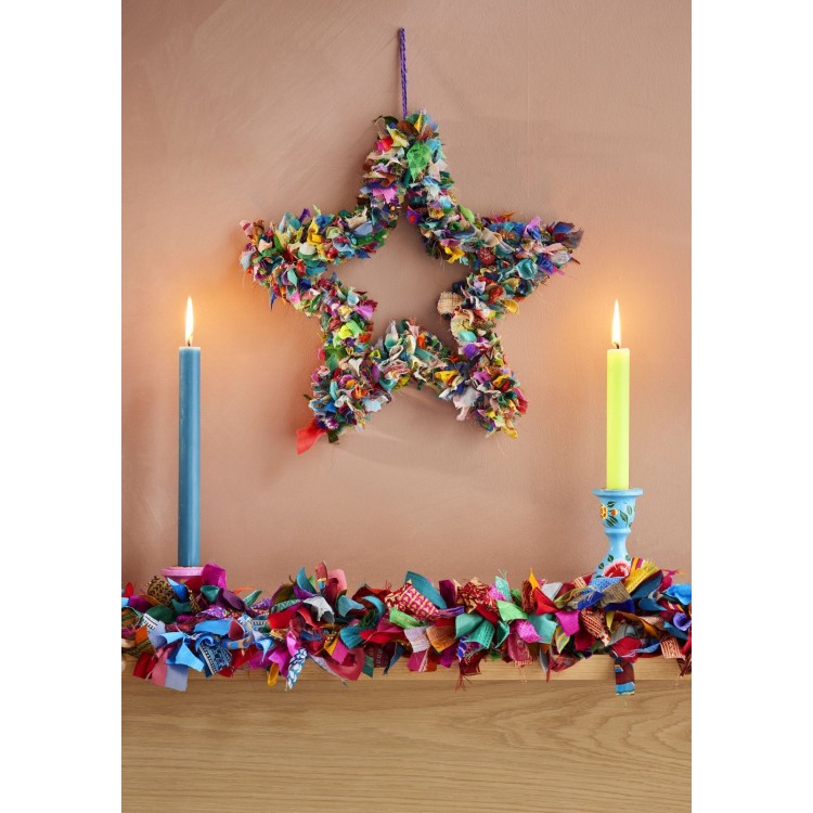 Recycled Sari Wreath Multicolour Star