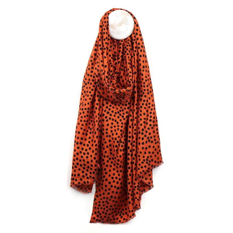 Sienna and Black Polk-a-dot Bamboo Scarf