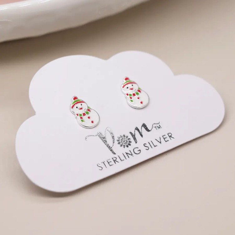 Sterling Silver Christmas Snowmen Earrings