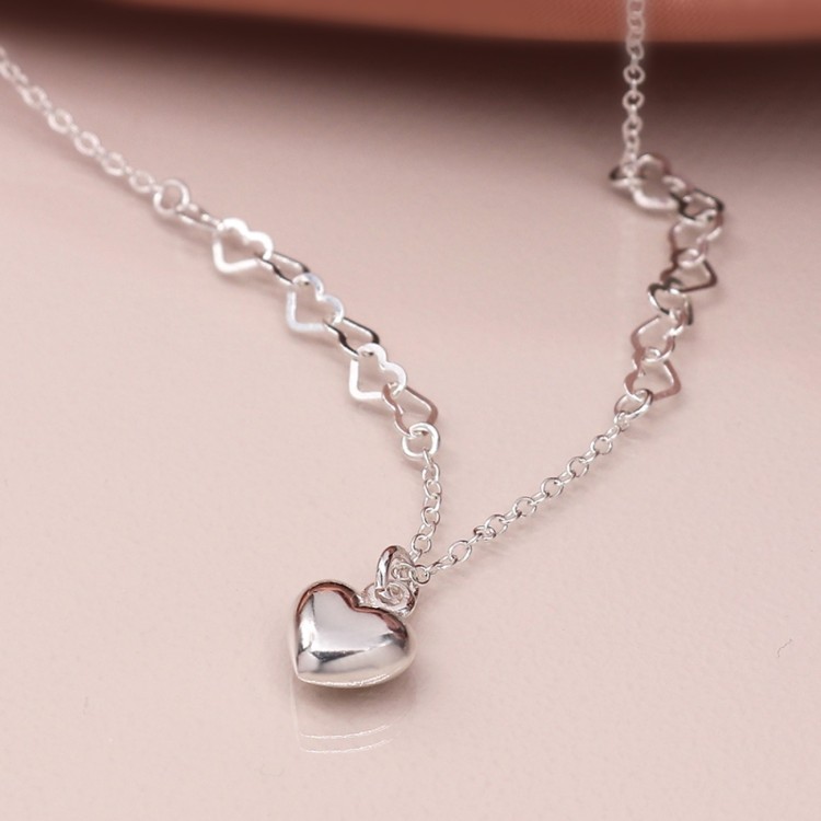 Sterling silver heart chain necklace