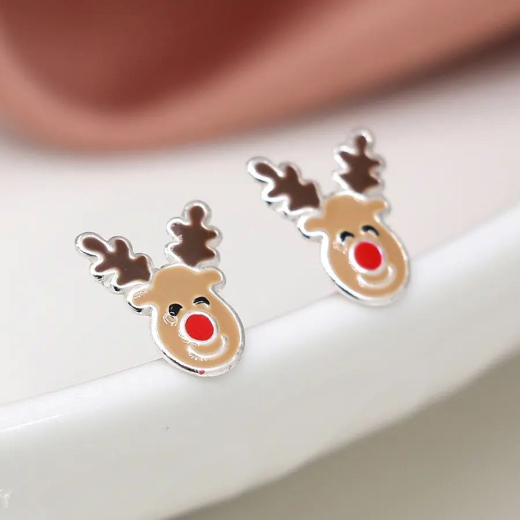 Sterling Silver Xmas Reindeer Earrings