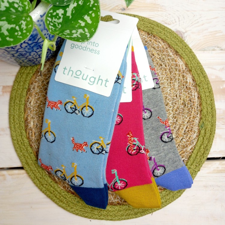 Thought Cat & Bike Organic Cotton Socks